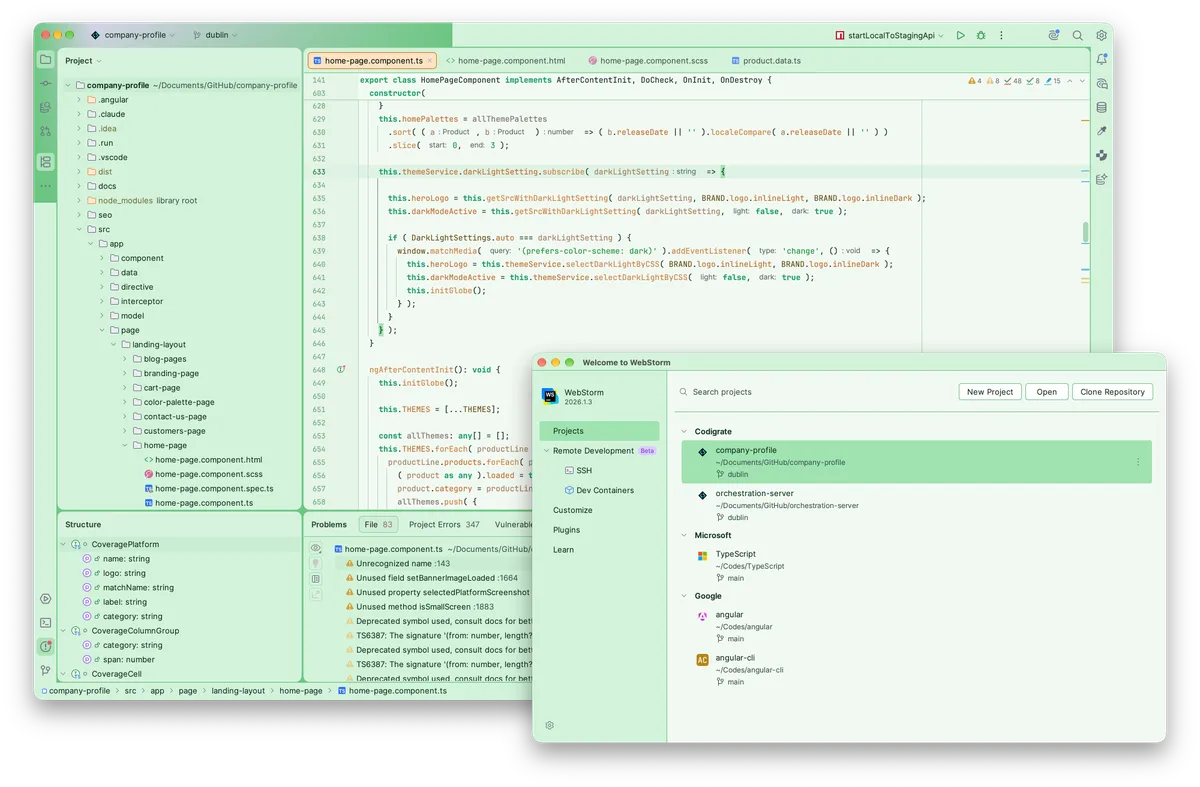 Dublin theme for JetBrains, a screenshot