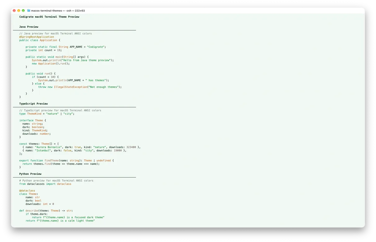 Dublin theme for MacOS Terminal, a screenshot