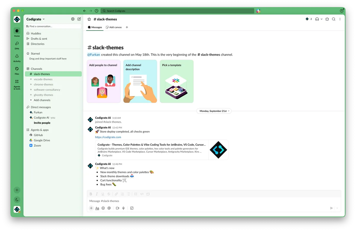 Dublin theme for Slack, a screenshot