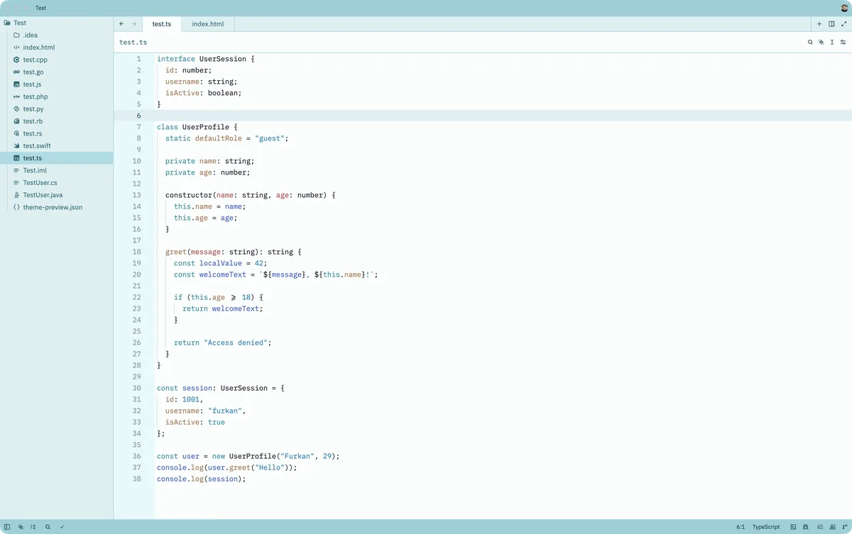 Istanbul theme for Zed, a screenshot