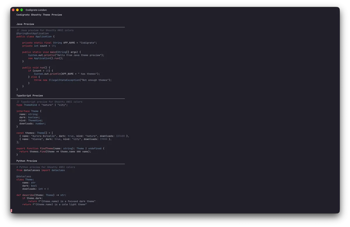 London theme in Ghostty