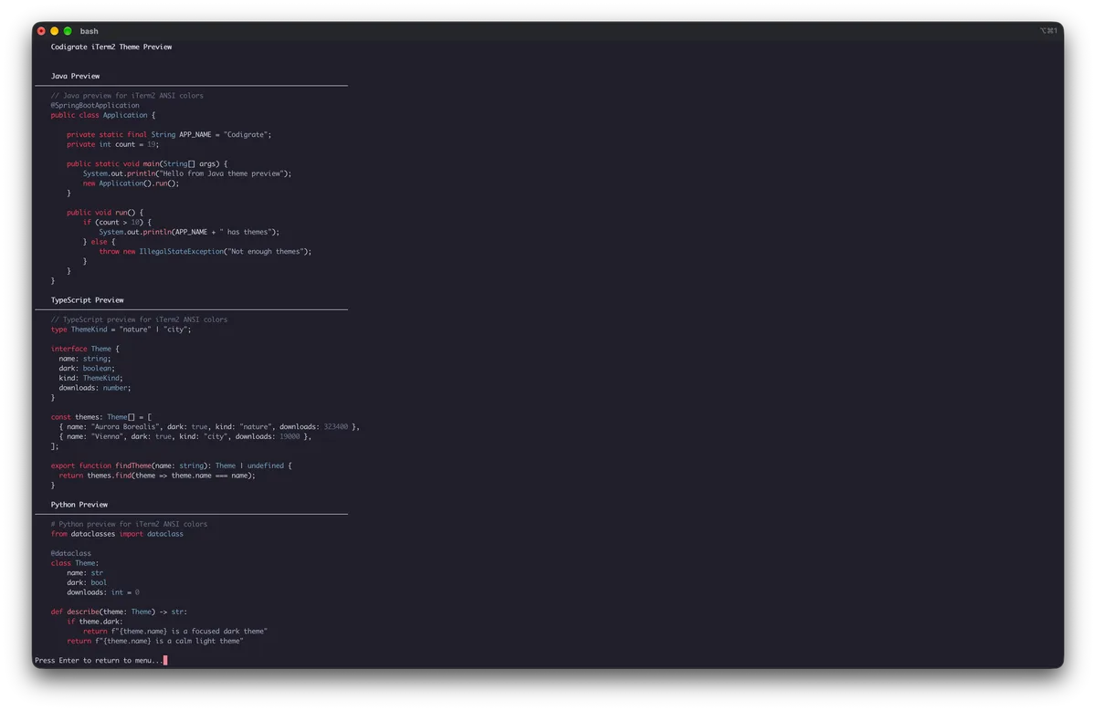 London theme for iTerm2, a screenshot