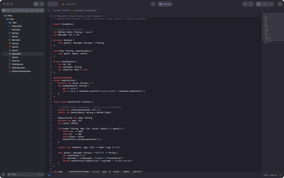 London theme for Xcode, a screenshot