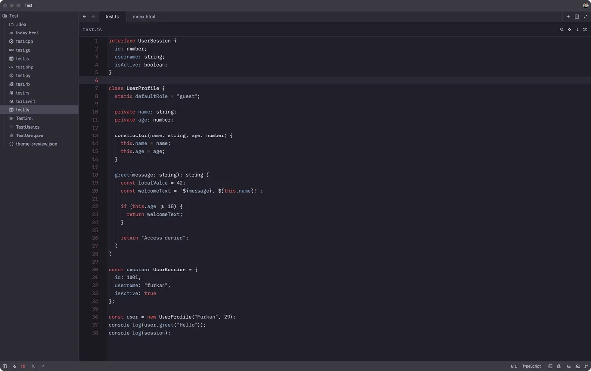 London theme for Zed, a screenshot