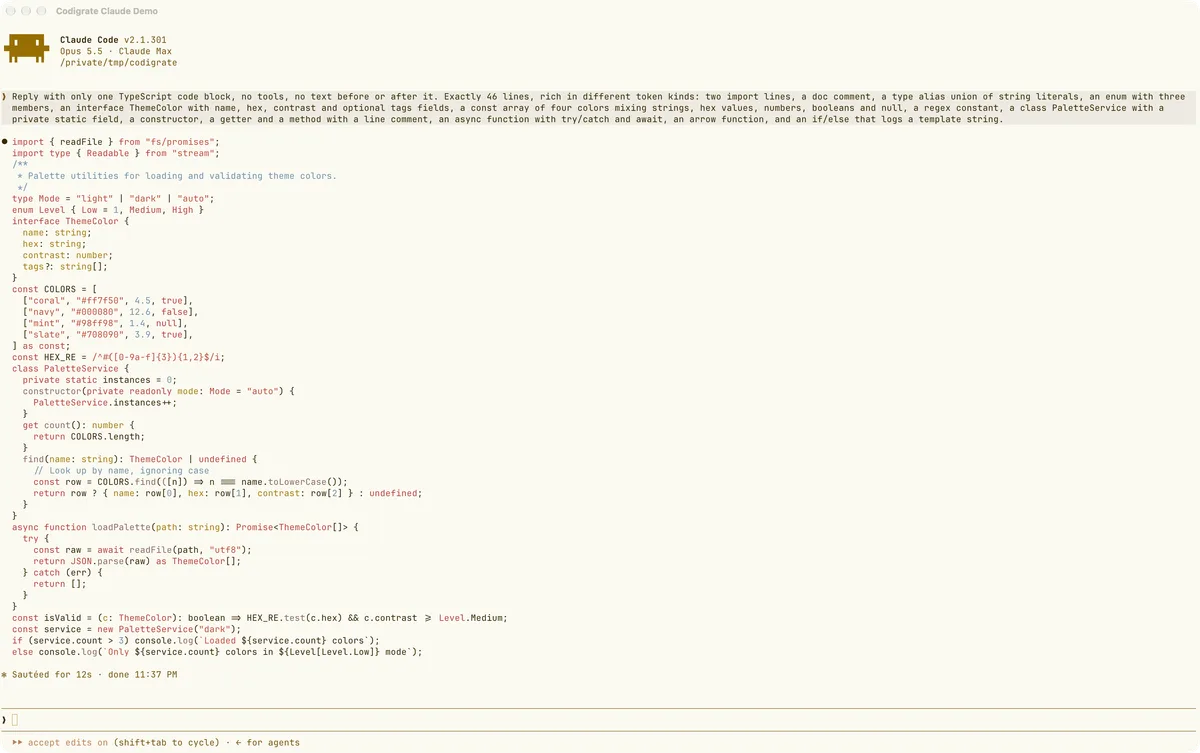 Madrid theme for Claude Code, a screenshot