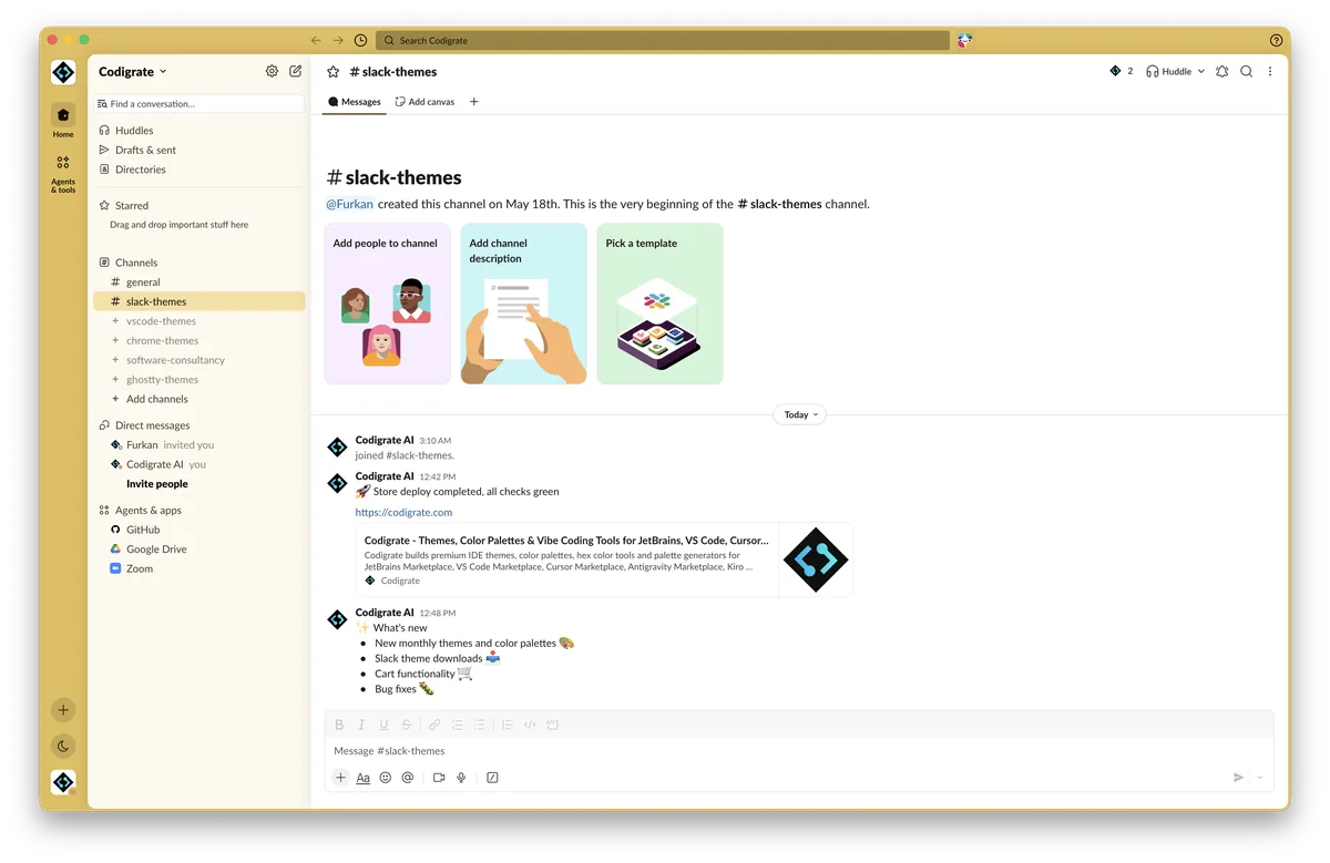 Madrid theme in Slack