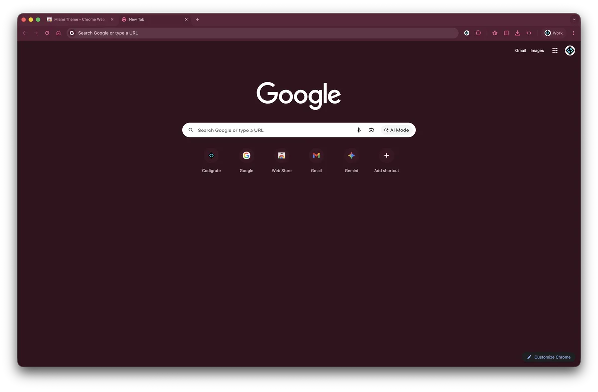 Miami theme for Chrome, a screenshot