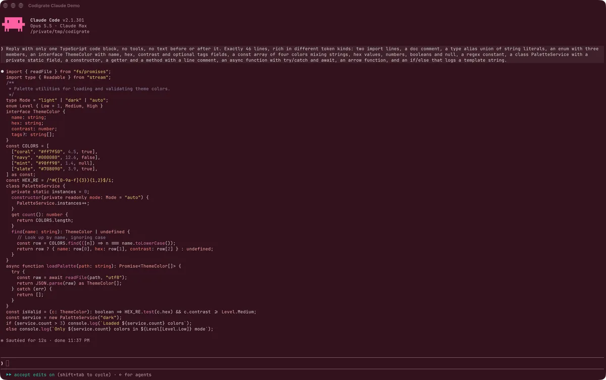 Miami theme for Claude Code, a screenshot