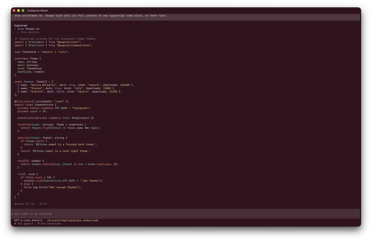 Miami theme for Codex, a screenshot