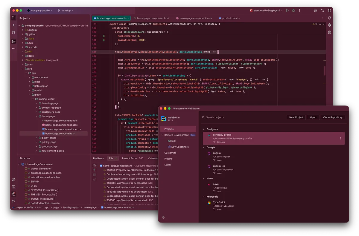 Miami theme for JetBrains, a screenshot