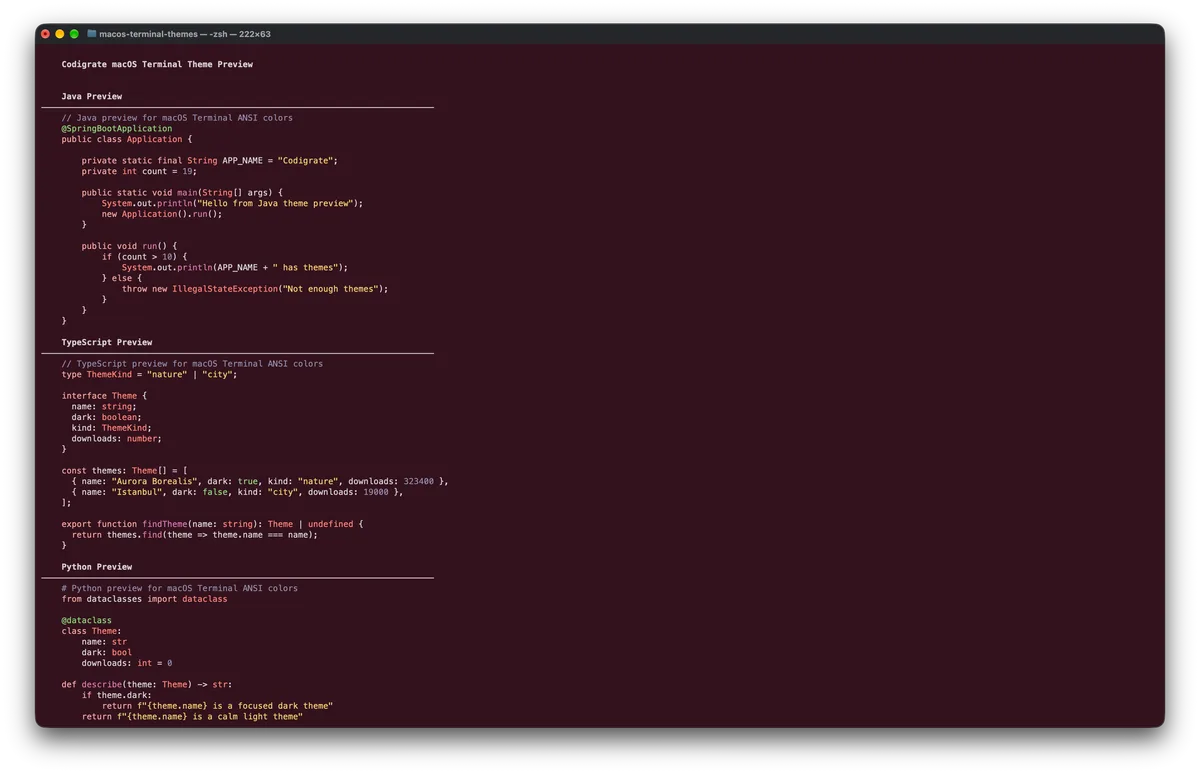 Miami theme for MacOS Terminal, a screenshot