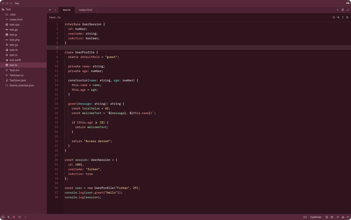 Miami theme for Zed, a screenshot