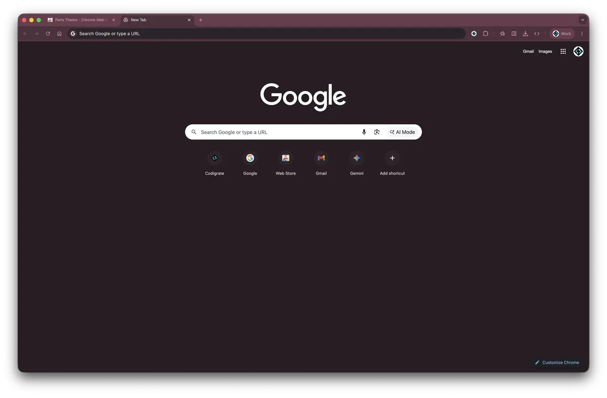 Paris theme for Chrome, a screenshot