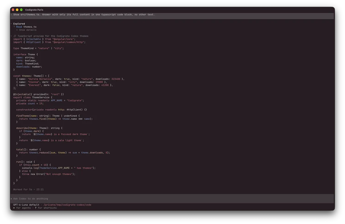 Paris theme for Codex, a screenshot