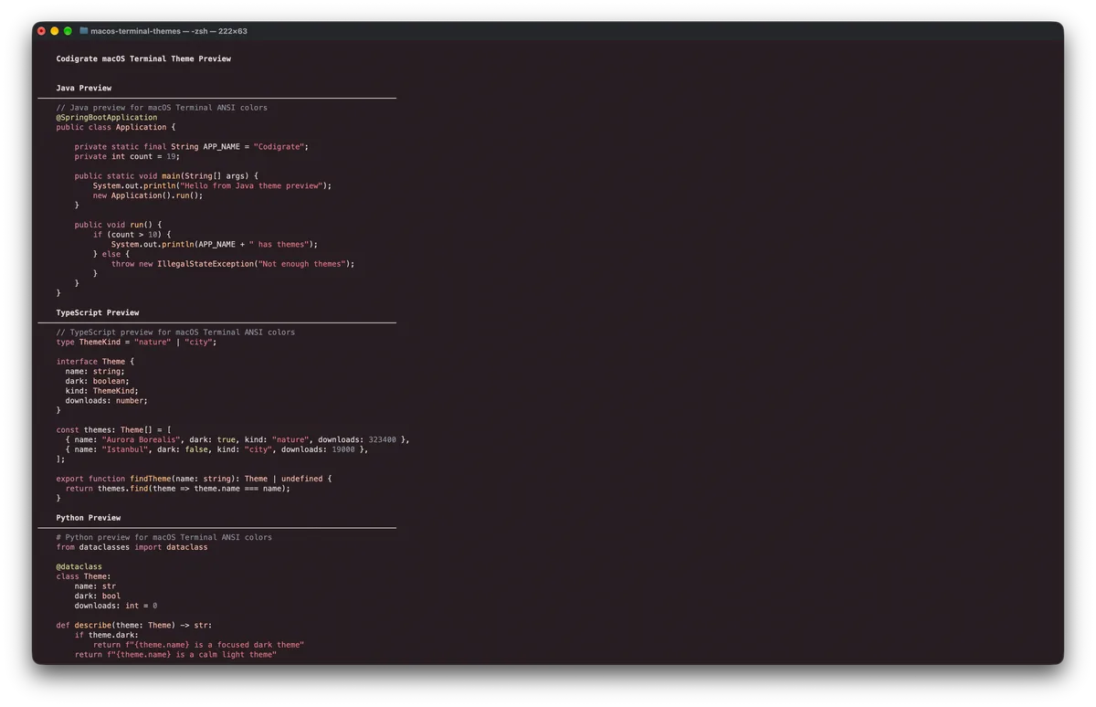 Paris theme for MacOS Terminal, a screenshot