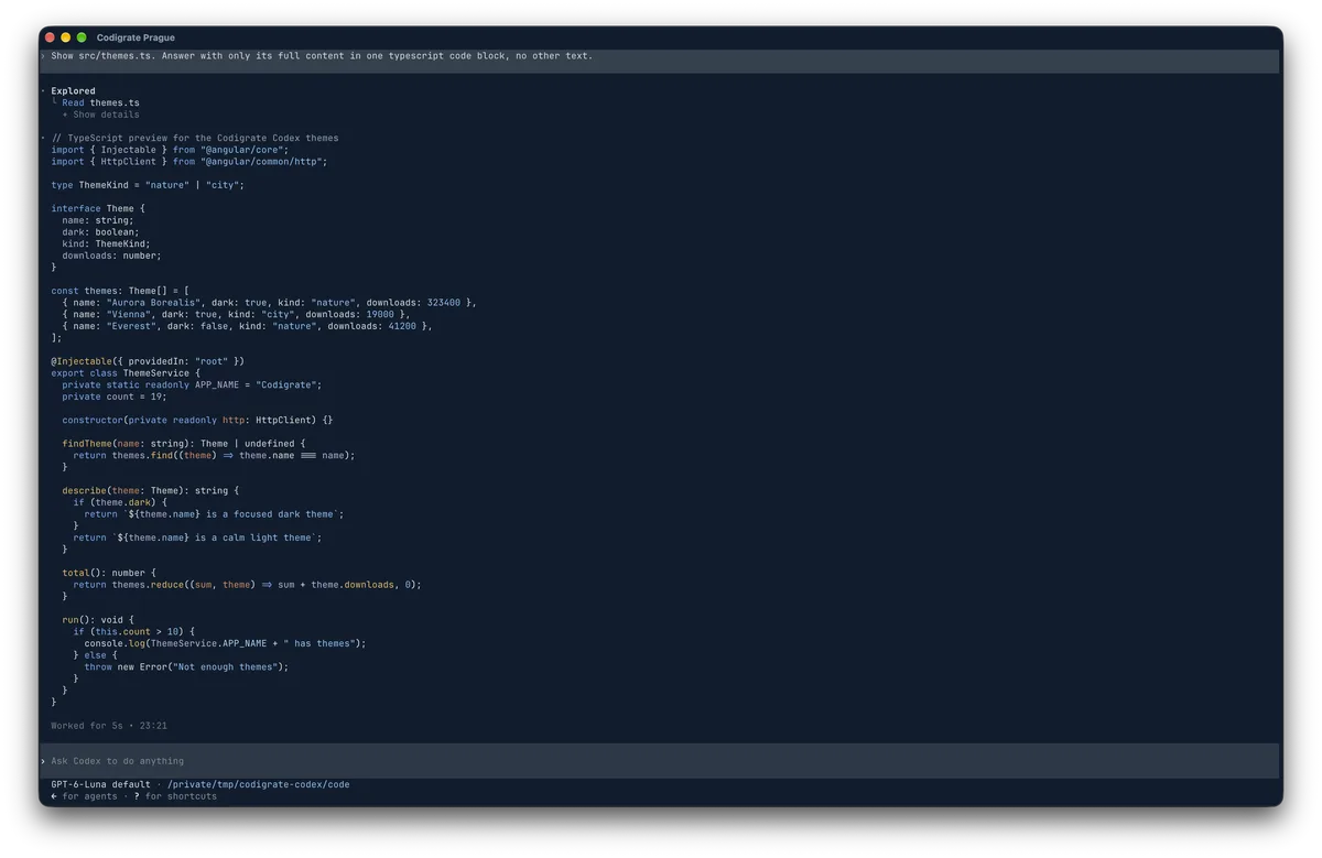 Prague theme for Codex, a screenshot