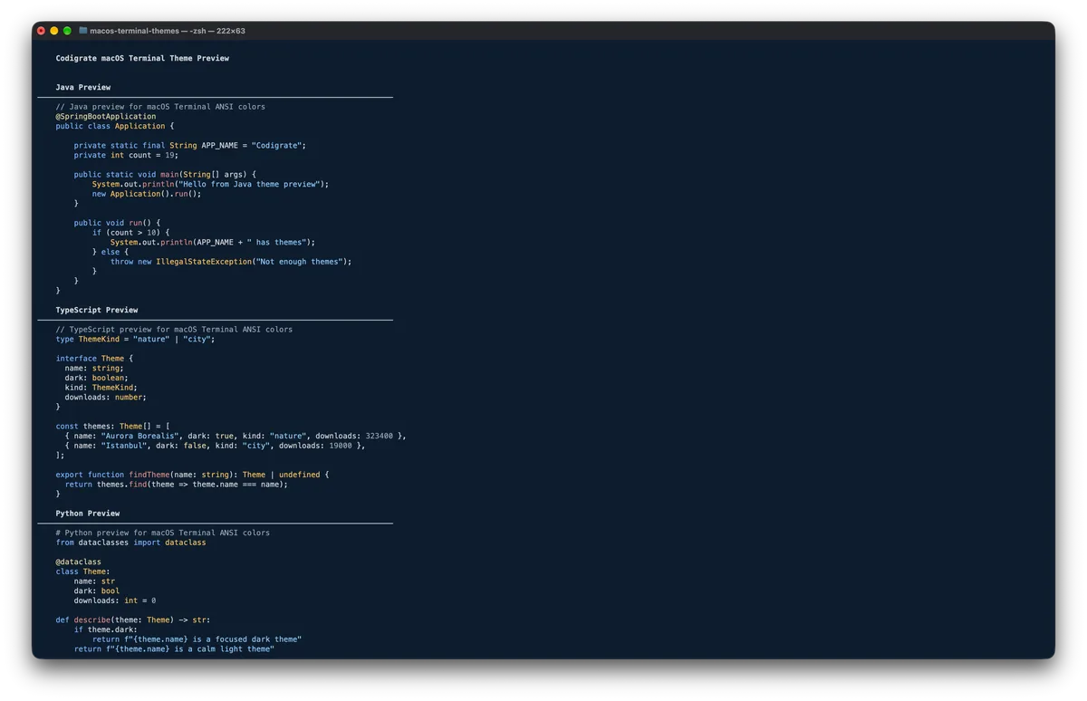 Prague theme for MacOS Terminal, a screenshot