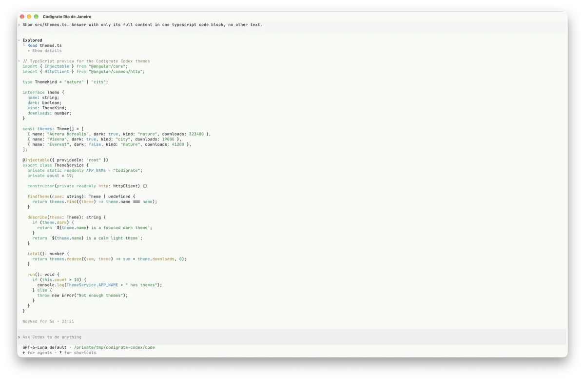 Rio de Janeiro theme for Codex, a screenshot