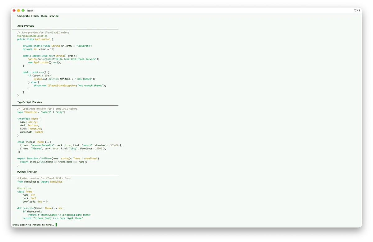 Rio de Janeiro theme for iTerm2, a screenshot