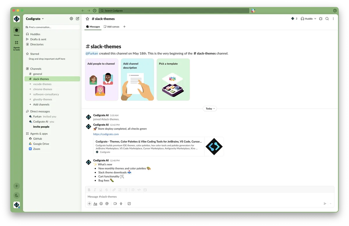 Rio de Janeiro theme for Slack, a screenshot