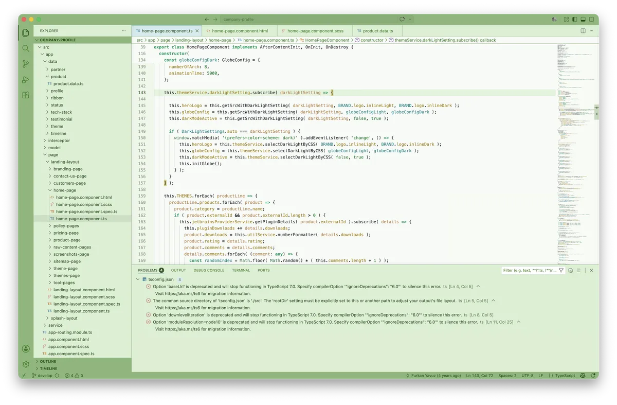 Rio de Janeiro theme for VS Code, a screenshot