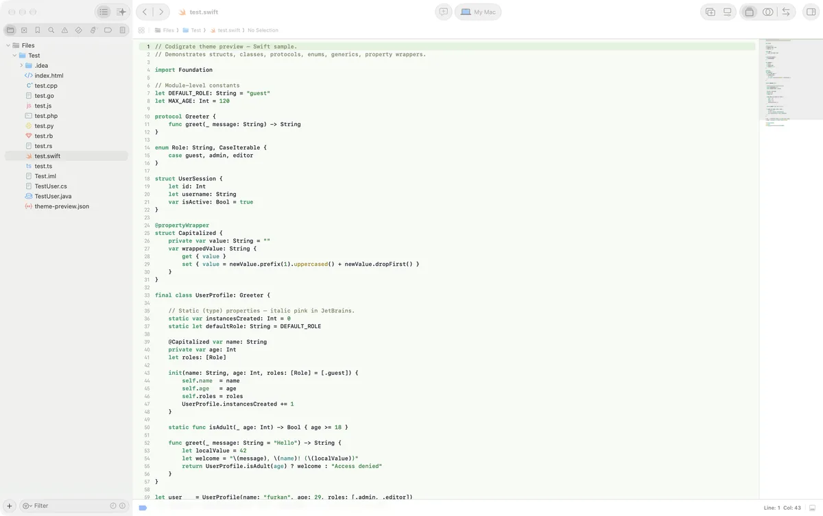 Rio de Janeiro theme for Xcode, a screenshot