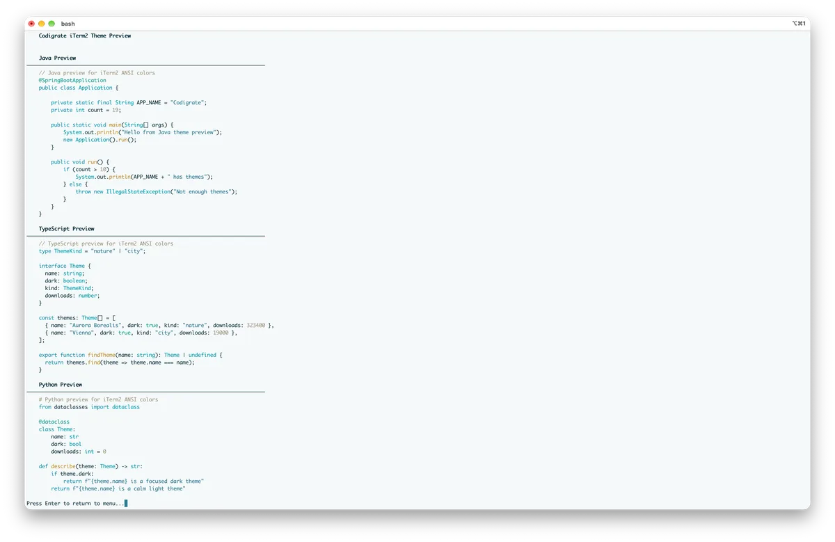 Sydney theme for iTerm2, a screenshot