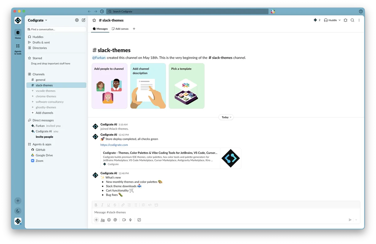 Sydney theme in Slack