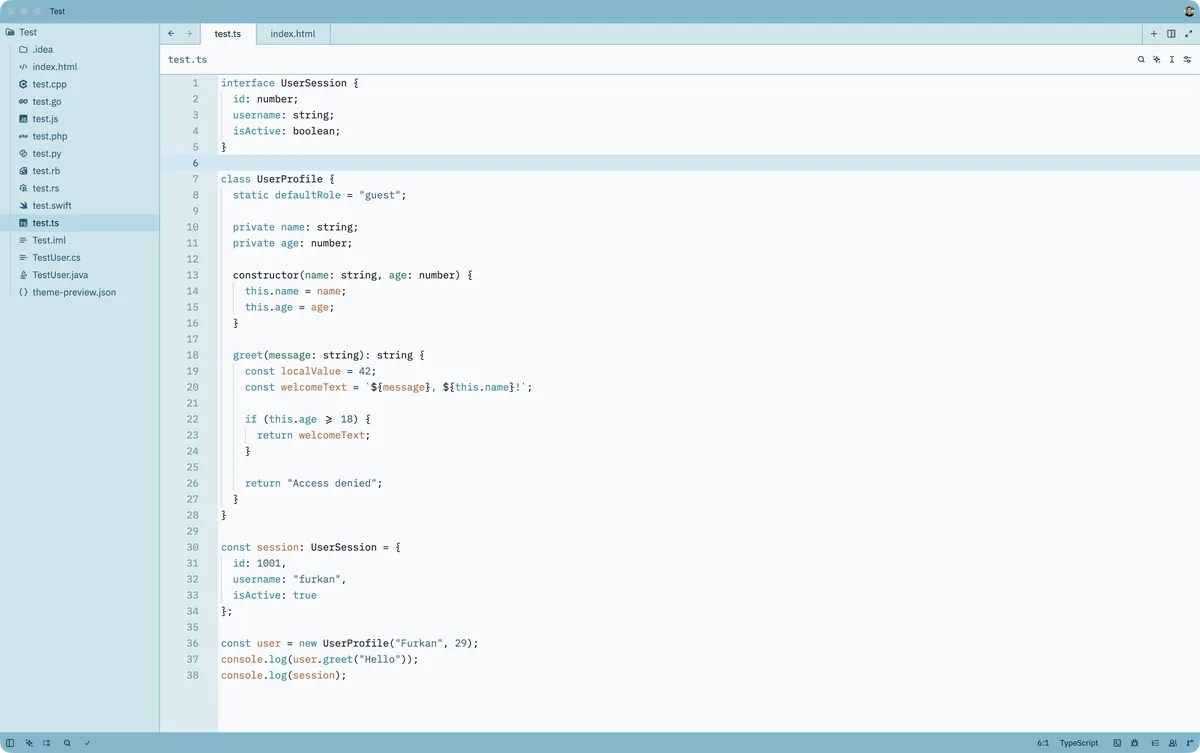 Sydney theme for Zed, a screenshot
