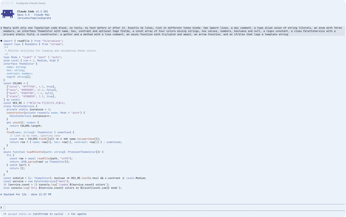 Tallinn theme for Claude Code, a screenshot