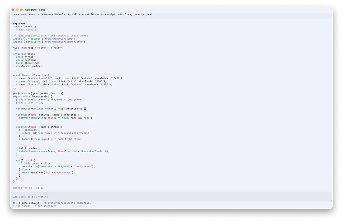 Tallinn theme for Codex, a screenshot