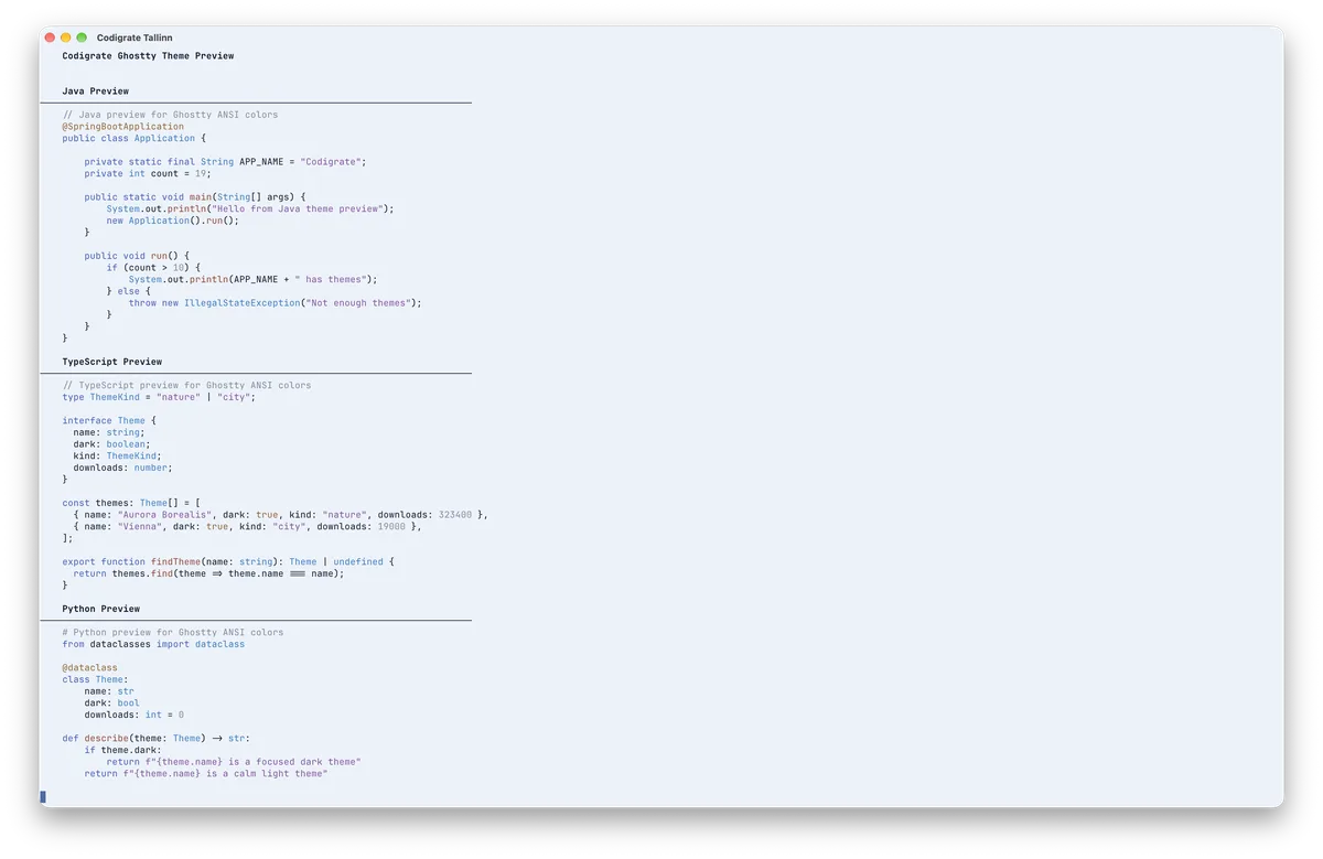 Tallinn theme in Ghostty