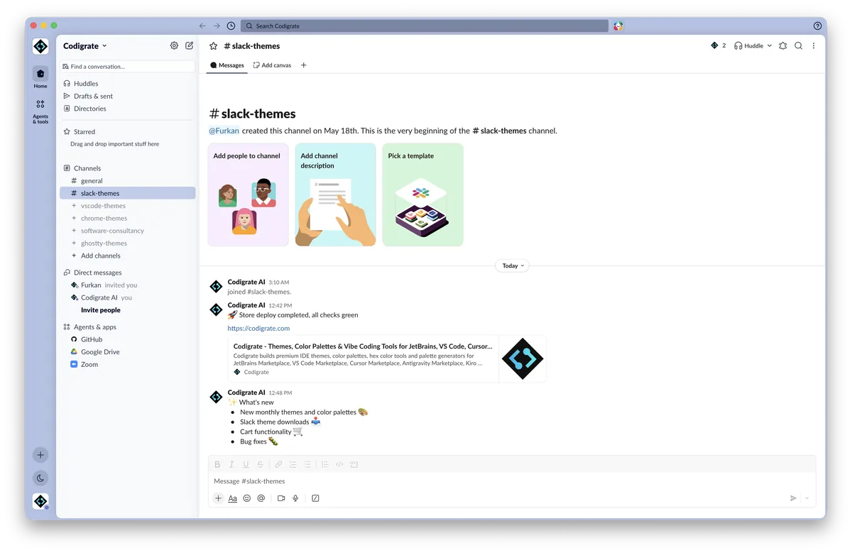 Tallinn theme for Slack, a screenshot