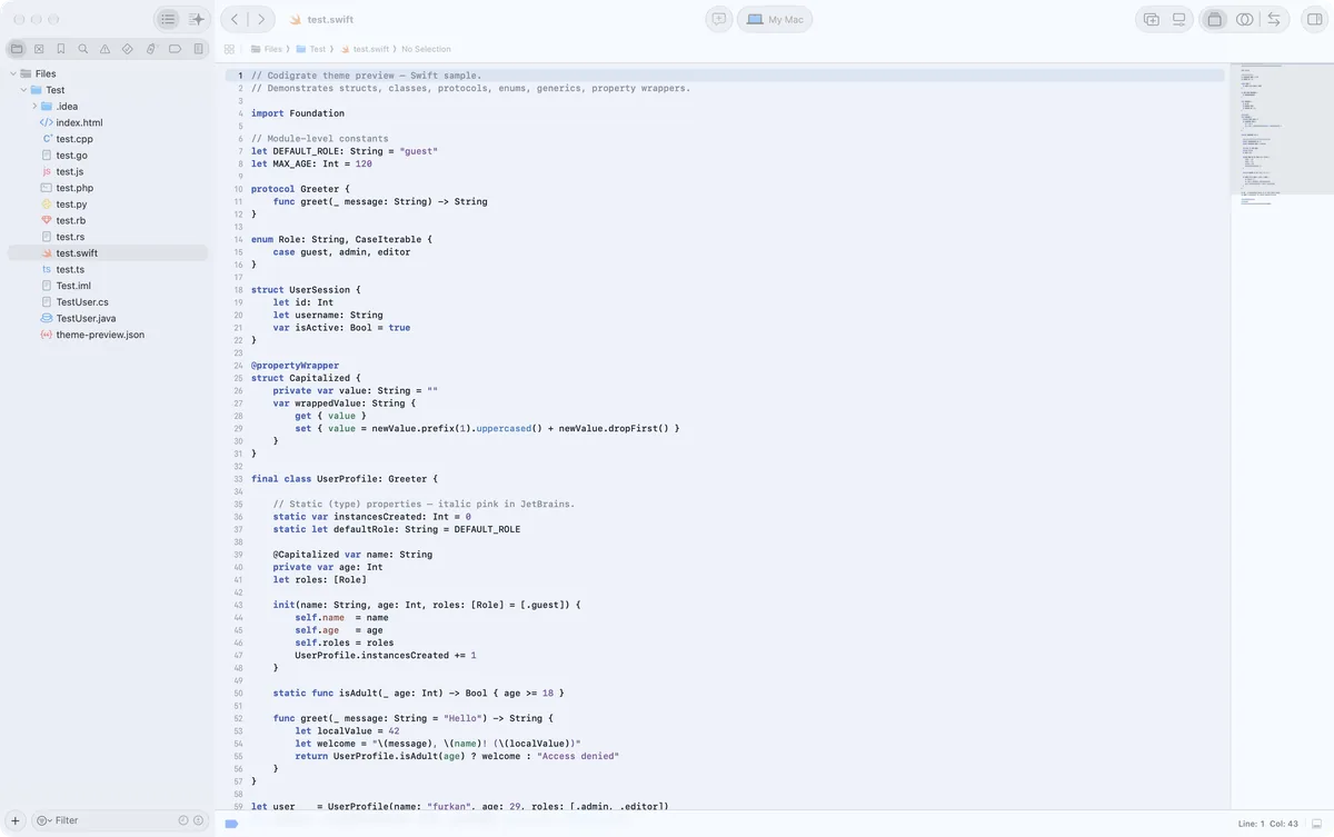 Tallinn theme for Xcode, a screenshot