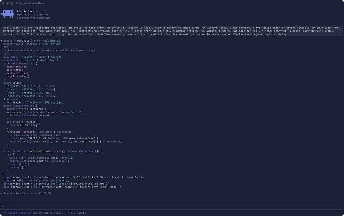 Tokyo theme for Claude Code, a screenshot