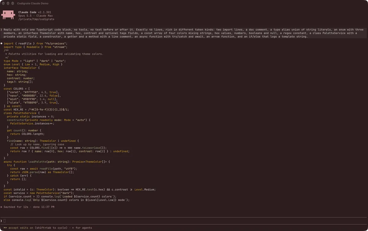 Vienna theme for Claude Code, a screenshot