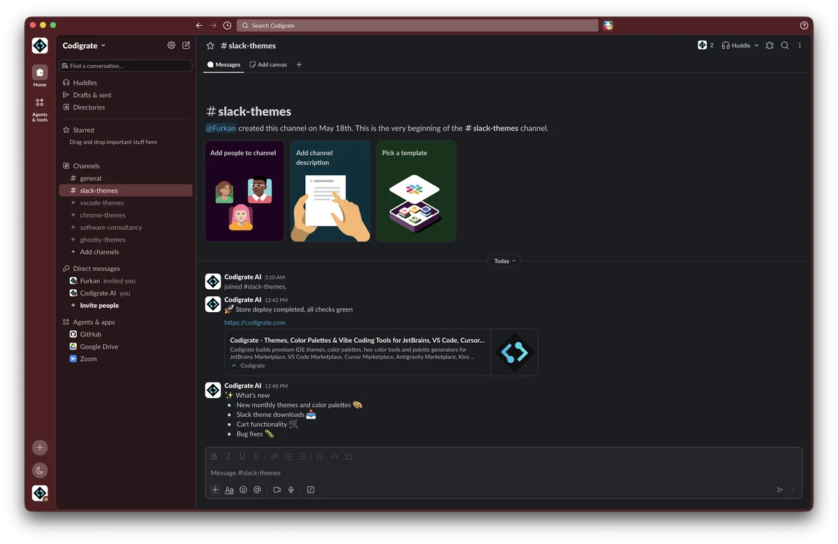 Vienna theme in Slack