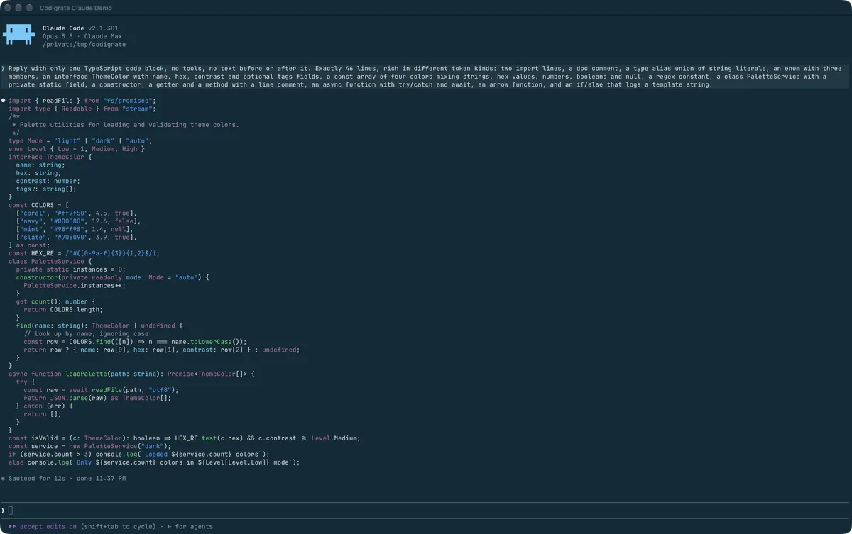 Aurora Borealis theme for Claude Code, a screenshot