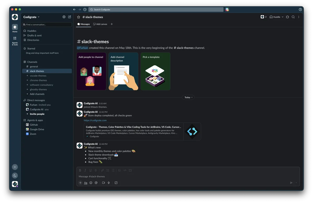 Aurora Borealis theme in Slack