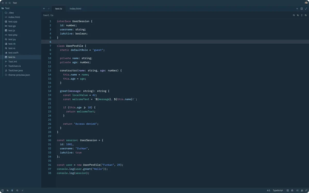Aurora Borealis theme for Zed, a screenshot