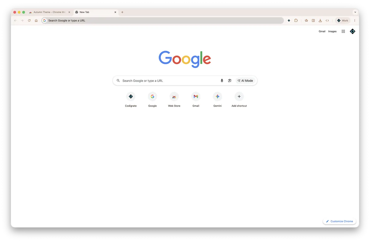 Autumn theme for Chrome, a screenshot