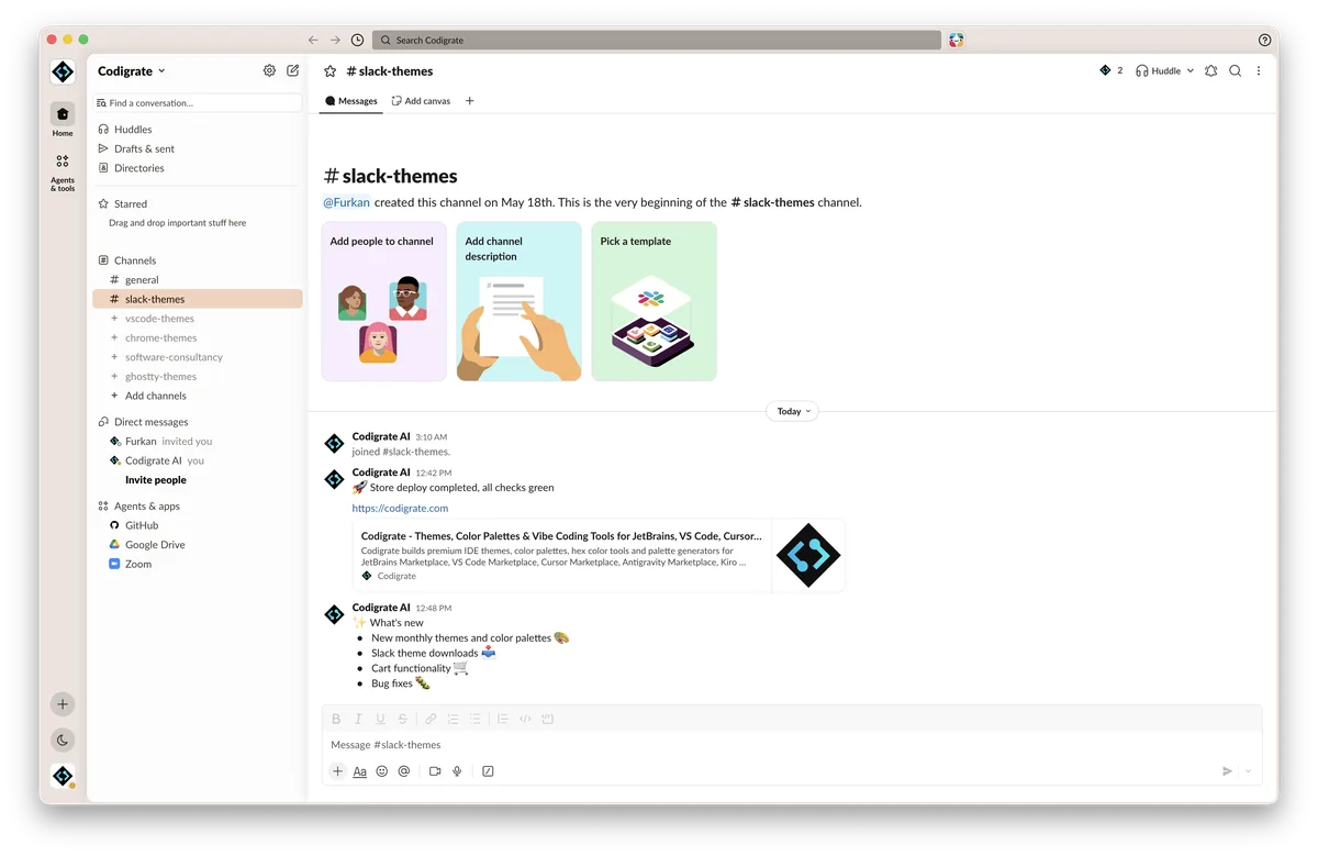 Autumn theme for Slack, a screenshot