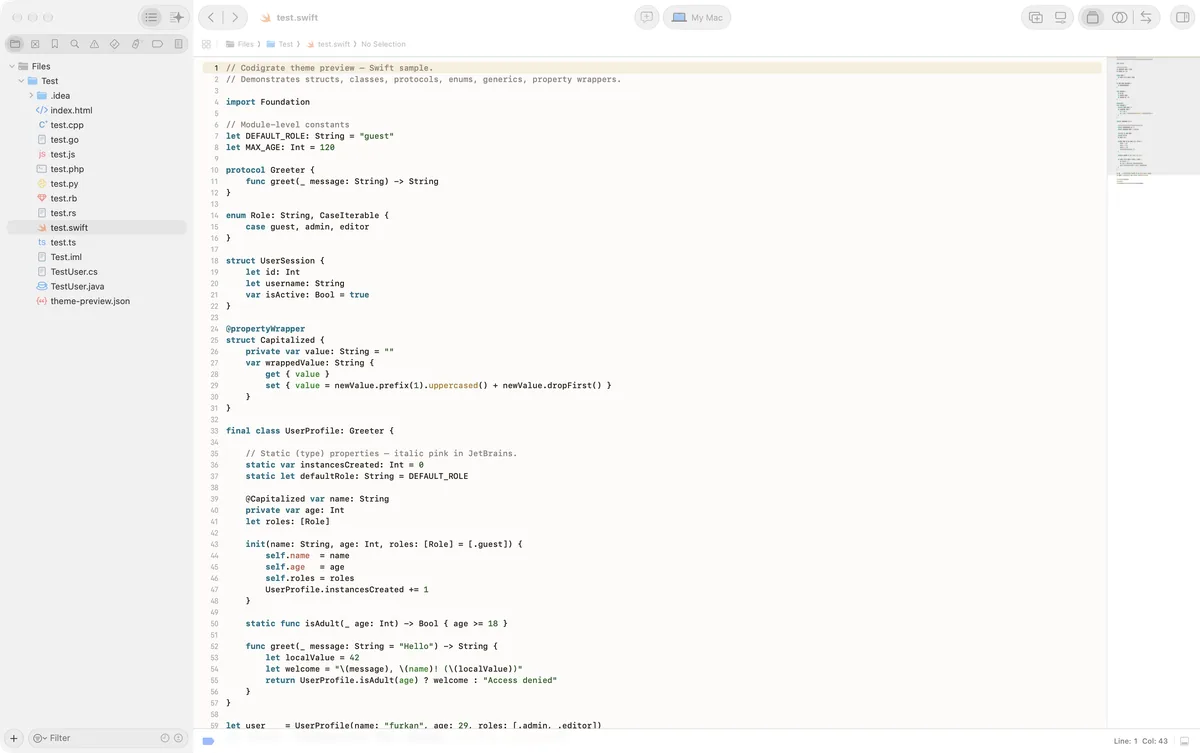 Autumn theme for Xcode, a screenshot