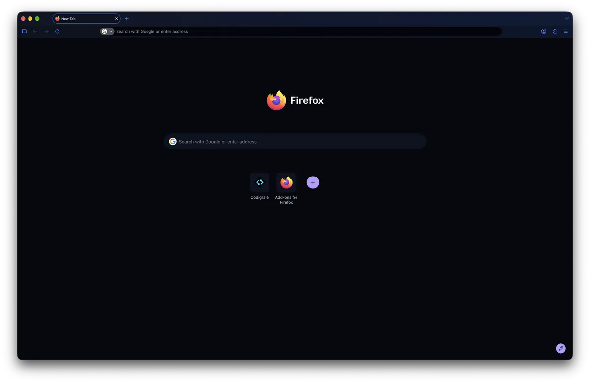 Bioluminescence theme for Firefox, a screenshot