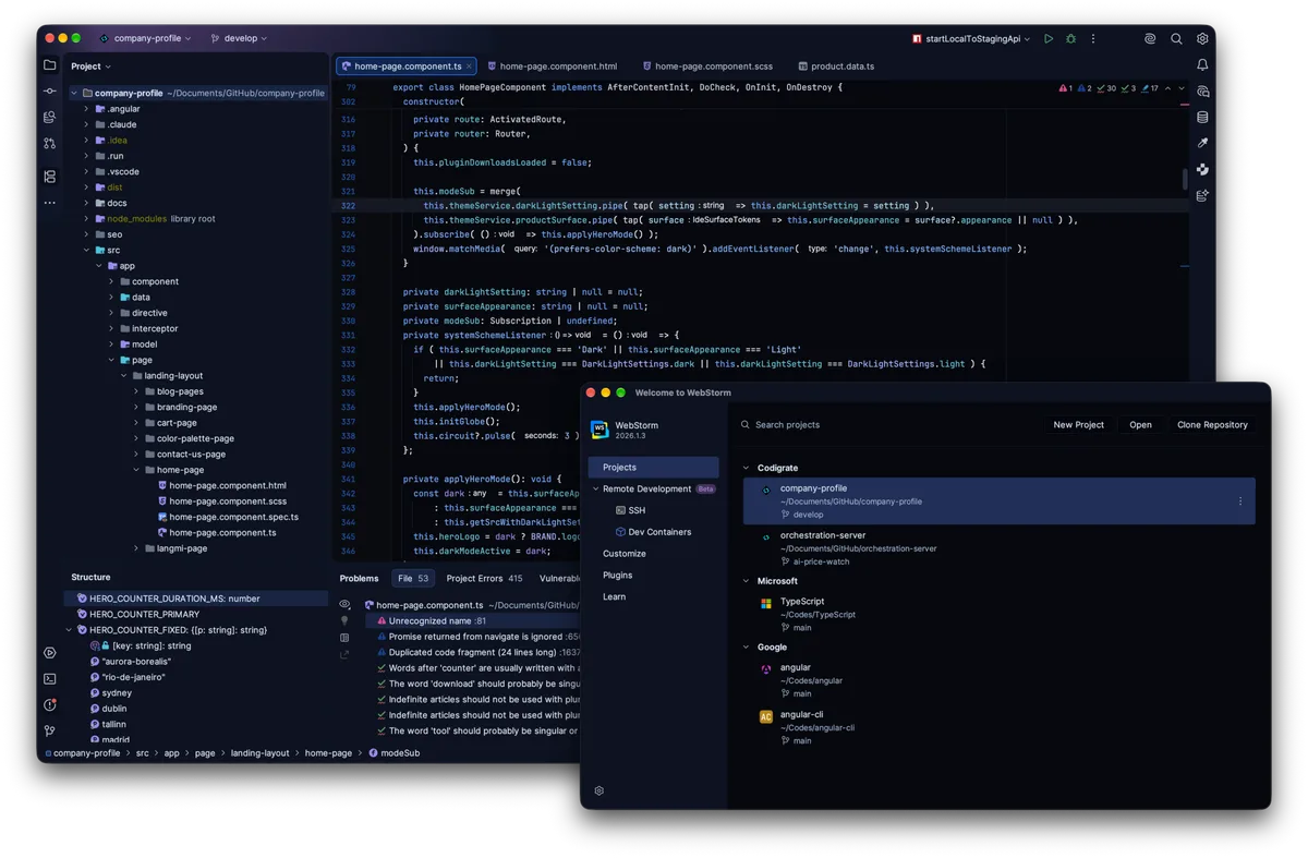 Bioluminescence theme for JetBrains, a screenshot