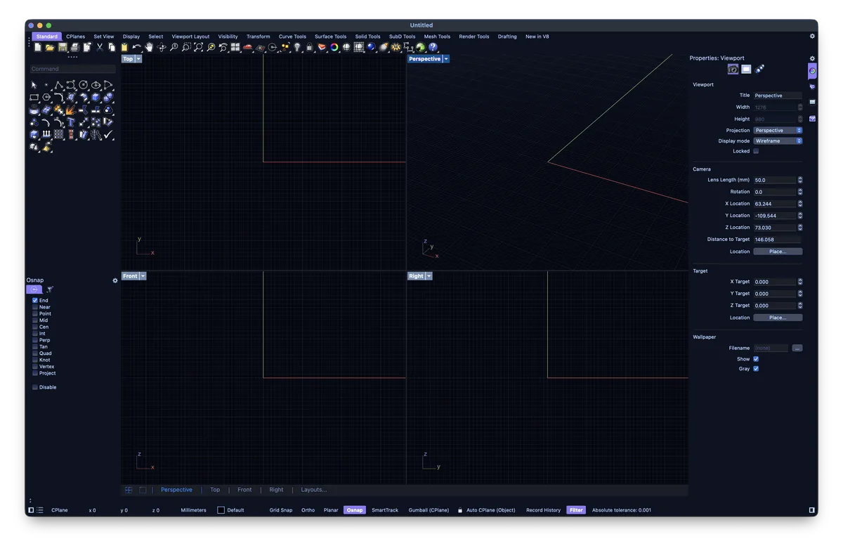 Bioluminescence theme for Rhino, a screenshot