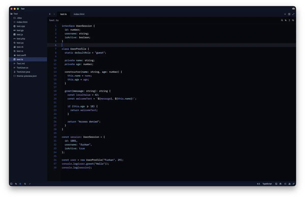 Bioluminescence theme for Zed, a screenshot