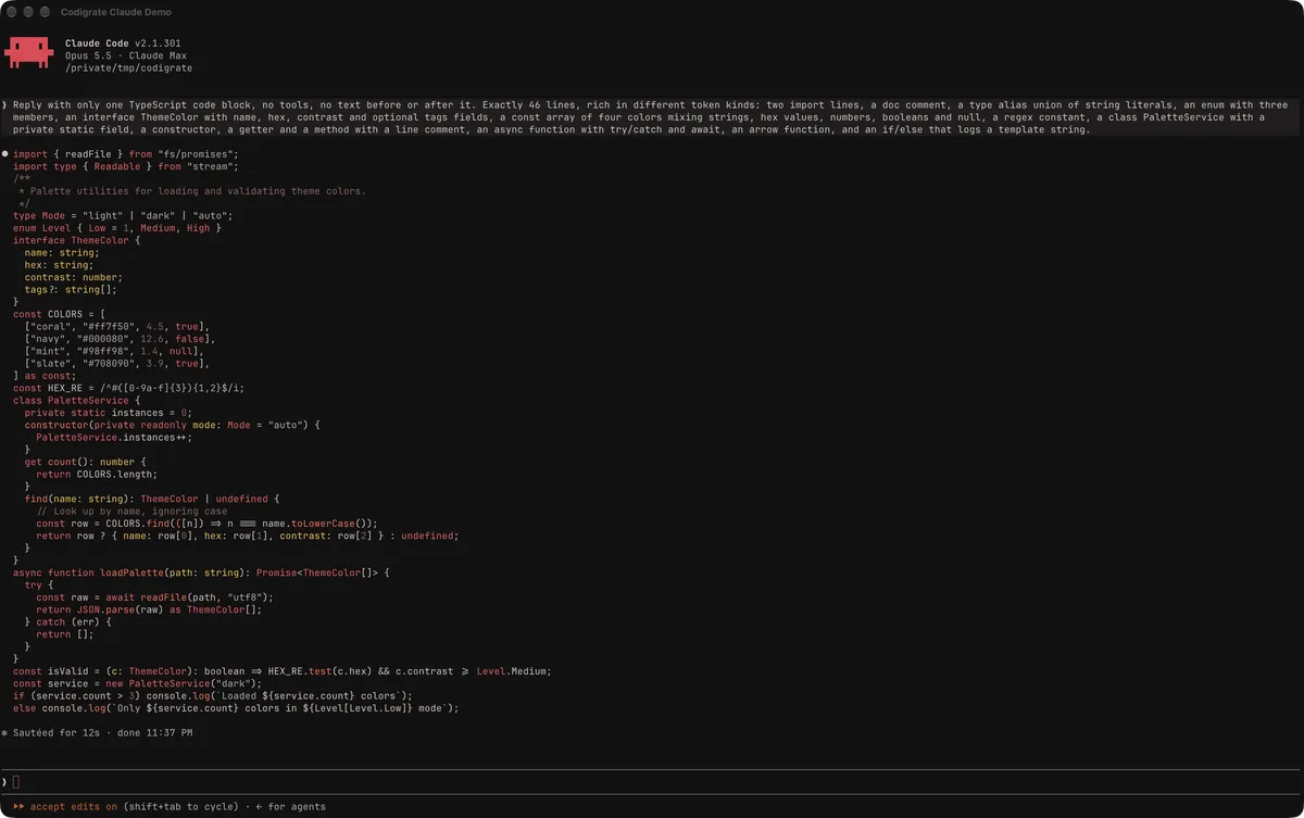 Etna theme for Claude Code, a screenshot