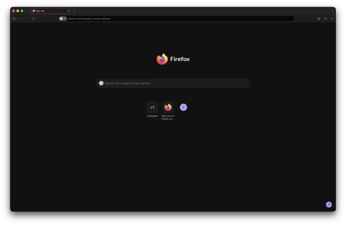 Etna theme for Firefox, a screenshot