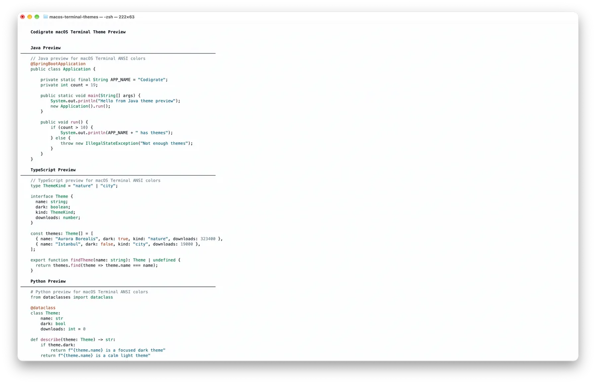Everest theme for MacOS Terminal, a screenshot